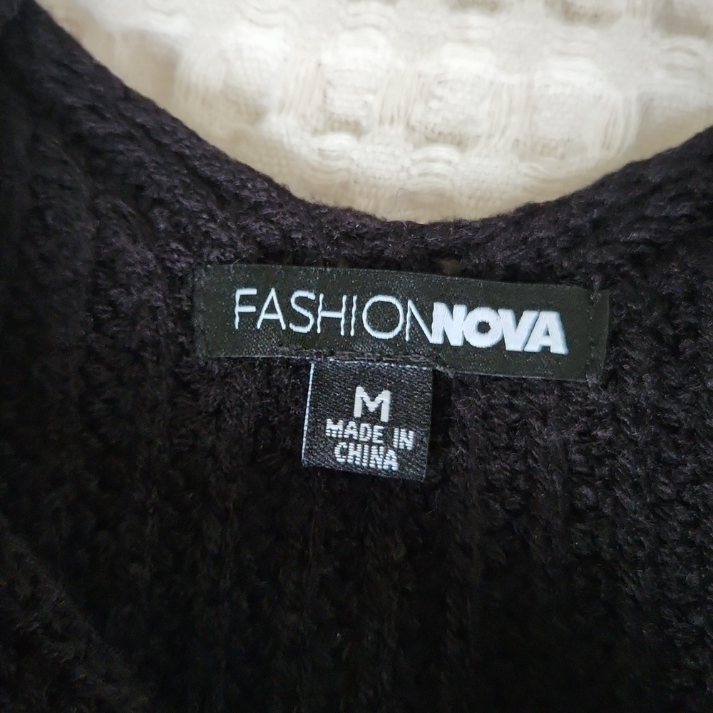 Chunky knit tie long sleeve Fashion nova sweater M Goth BASICS - Picture 9 of 11